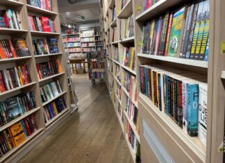 Aisles in a bookshop